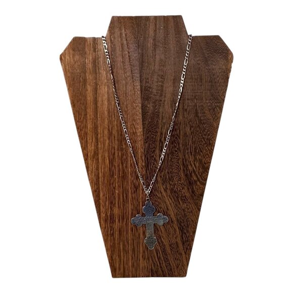 YPS Yeagers Sterling Silver 925 Hammered Cross Pendant Necklace 24" Soule VTG - Picture 2 of 12